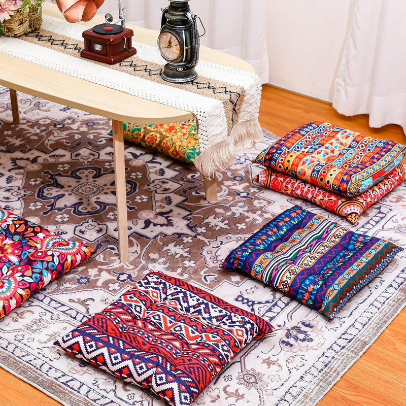 Nuogo 12 قطعة وسائد أرضية بوهيمية بالجملة 15 بوصة وسائد تأمل أرضية بوهو وسادة تأمل ماندالا لصالون المعيشة والشرفة والمكتب وتاتامي (مربعة) - Image 4